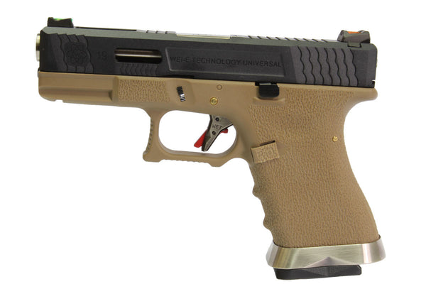WE Tech G Force G19 T2 GBB pistol G19 (Black/ Silver/ Tan)