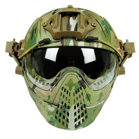 Crown Tactical Series Helmet with Fullface mask & ARC Side Rail (Multi-Cam)-Helmet-Crown Airsoft