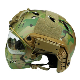 Crown Tactical Series Helmet with Fullface mask & ARC Side Rail (Multi-Cam)-Helmet-Crown Airsoft