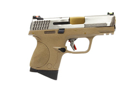 WE Tech BB FORCE Compact T7A Semi-Auto GBB Pistol (SV Slide/GD Barrel/TAN Frame)-Pistols-Crown Airsoft