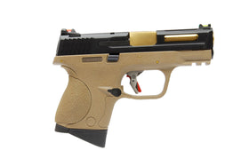 WE Tech BB FORCE Compact T3B Semi-Auto GBB Pistol (BK Stealth Slide/GD Barrel/TAN Frame)-Pistols-Crown Airsoft