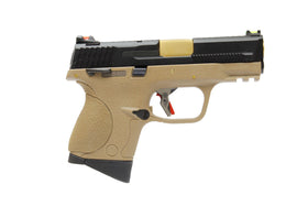 WE Tech BB FORCE Compact T3A Full-Auto GBB Pistol (BK Slide/GD Barrel/TAN Frame)-Pistols-Crown Airsoft