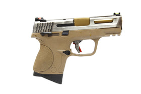 WE Tech BB FORCE Compact T7B Full-Auto GBB pistol (SV Stealth Slide/GD Barrel/TAN Frame)-Pistols-Crown Airsoft