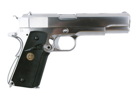 WE Tech 1911 GBB Pistol (Matte Chrom/ Black M.E.U. Grip)-Pistols-Crown Airsoft