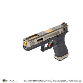 WE Tech G Force G18C T3 GBB pistol (Silver/ Gold / Black)-Pistols-Crown Airsoft