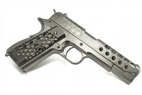 WE-Tech 1911 Hex-Cut GBB Pistol (Silver)-Pistols-Crown Airsoft