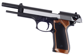 WE Tech M92 GBB Pistol (2 tone,Wood Grip)-Pistols-Crown Airsoft