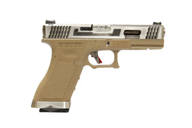 WE Tech G Force G17 T8 GBB pistol (Silver/ Silver /Tan)-Pistols-Crown Airsoft
