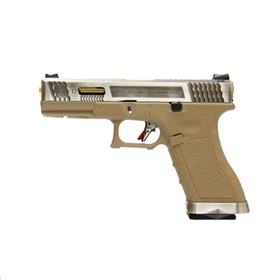 WE Tech G Force G17 T4 GBB pistol (Silver/ Gold/ Tan)-Pistols-Crown Airsoft