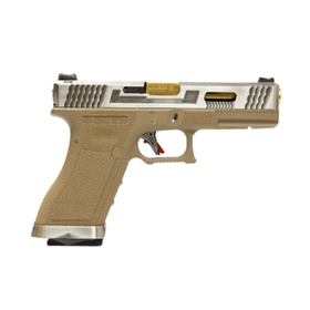 WE Tech G Force G17 T4 GBB pistol (Silver/ Gold/ Tan)-Pistols-Crown Airsoft