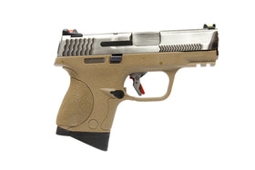 WE Tech BB FORCE Compact T8A Semi-Auto GBB Pistol (SV Slide/SV Barrel/TAN Frame)-Pistols-Crown Airsoft