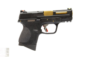 WE Tech BB FORCE Compact T1B Semi-Auto GBB Pistol(BK Stealth Slide/GD Barrel/BK Frame)-Pistols-Crown Airsoft