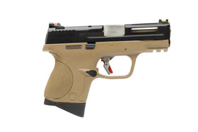 WE Tech BB FORCE Compact T4B Semi-Auto GBB Pistol(BK Stealth Slide/SV Barrel/TAN Frame)-Pistols-Crown Airsoft