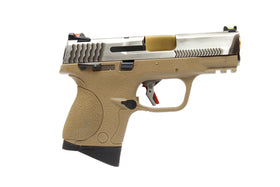WE Tech BB FORCE Compact T7A Full-Auto GBB Pistopl (SV Slide/GD Barrel/TAN Frame)-Pistols-Crown Airsoft