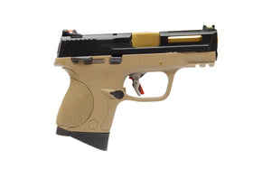 WE Tech BB FORCE Compact T3B Full-Auto GBB Pistol (BK Stealth Slide/GD Barrel/TAN Frame)-Pistols-Crown Airsoft