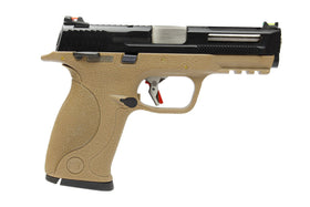 WE Tech BB FORCE GBB Pistol T4B Full-Auto(BK Slide/SV Barrel/TAN Frame)-Pistols-Crown Airsoft