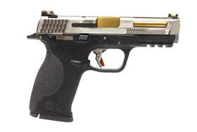 WE Tech BB FORCE GBB Pistol T5B Full-Auto(SV Stealth Slide/GD Barrel/BK Frame)-Pistols-Crown Airsoft