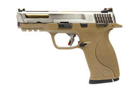 WE Tech BB FORCE GBB Pistol T7B Full-Auto(SV Slide/GD Barrel/TAN Frame)-Pistols-Crown Airsoft