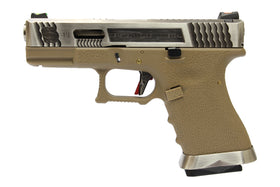 WE Tech G Force G19 GBB pistol T8 (Silver/ Silver/ Tan)-Pistols-Crown Airsoft