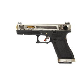 WE Tech G Force G18C T3 GBB pistol (Silver/ Gold / Black)-Pistols-Crown Airsoft